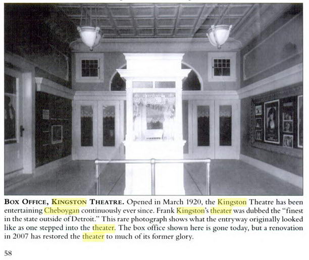 Kingston Theatre - From The Book Cheboygan By Matthew J Friday